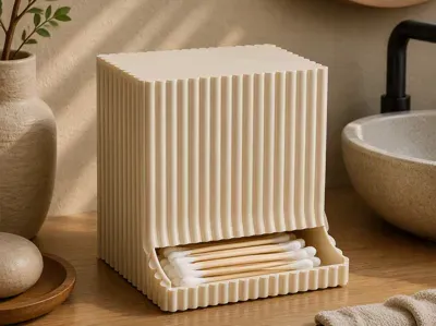 Japandi Fluted Cotton Swab Dispenser